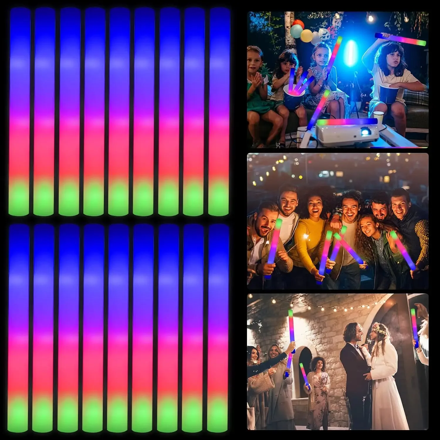 Flashing Led Foam Sticks Party - 3Z-50PCS Led Foam Glow Sticks Christmas