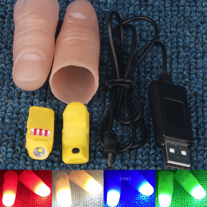 Thumb Tip Magic Trick Set - Professional Light-Pair Set (Red/Four Colors) Magic