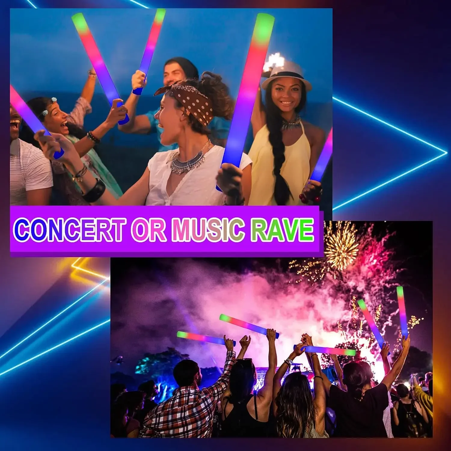 1Z-50PCS Led Foam Glow Sticks  - Flashing Led Foam Sticks Party 评论和价格