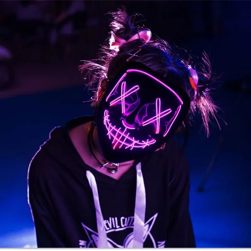 Wireless Neon LED Purge Mask G - Led Purge Mask Halloween 评论和价格