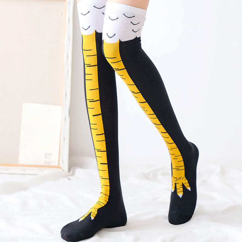 1Pairs Women Print Knee High S - Funny Chicken Leg Socks 评论和价格
