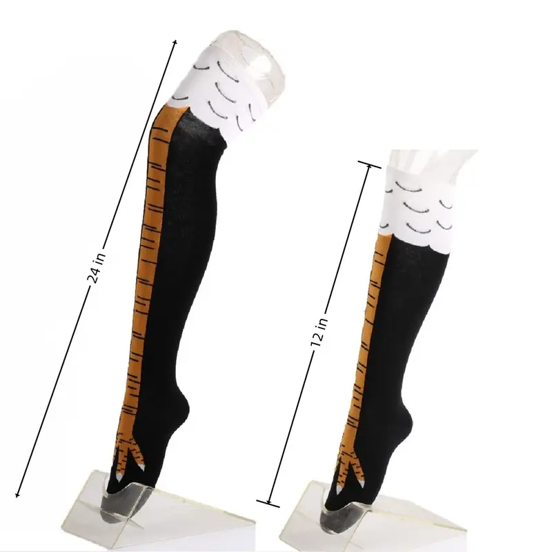 1/2/4Pairs Women Knee High Soc - Funny Chicken Leg Socks 评论和价格