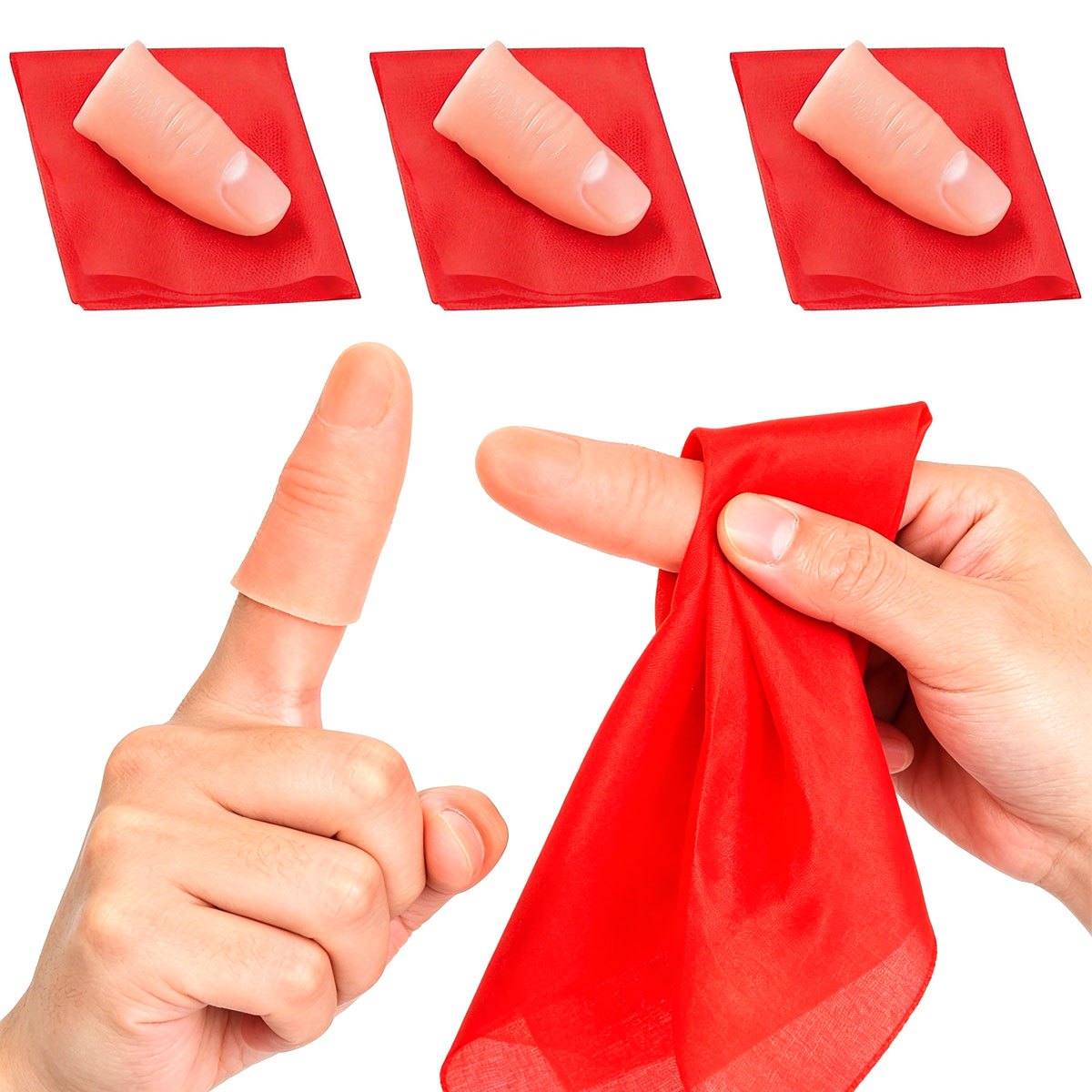 3set Scarf-Vanish Magic Thumb  - Thumb Tip Magic Trick Set 评论和价格