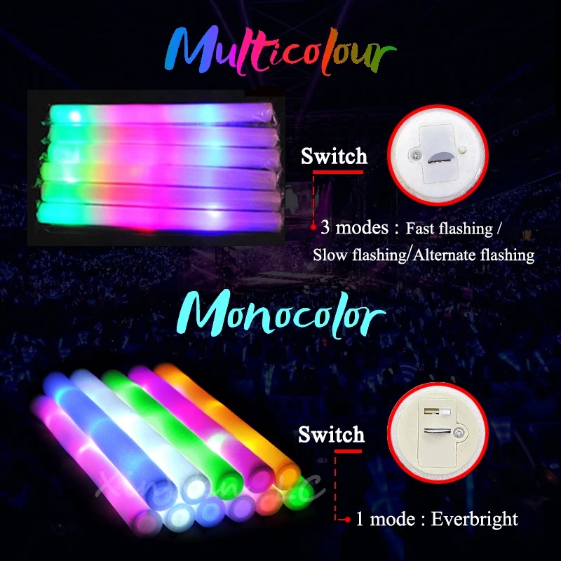 1/15/30Pcs Colourful Flashing  - Flashing Led Foam Sticks Party 评论和价格