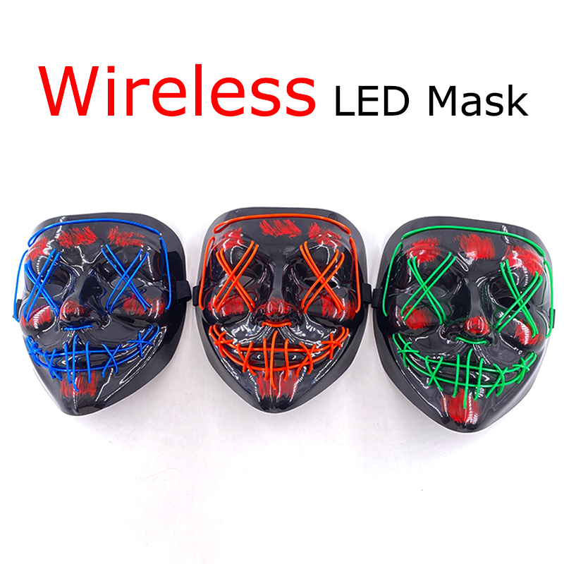 Wireless Neon LED Purge Mask G - Led Purge Mask Halloween 评论和价格