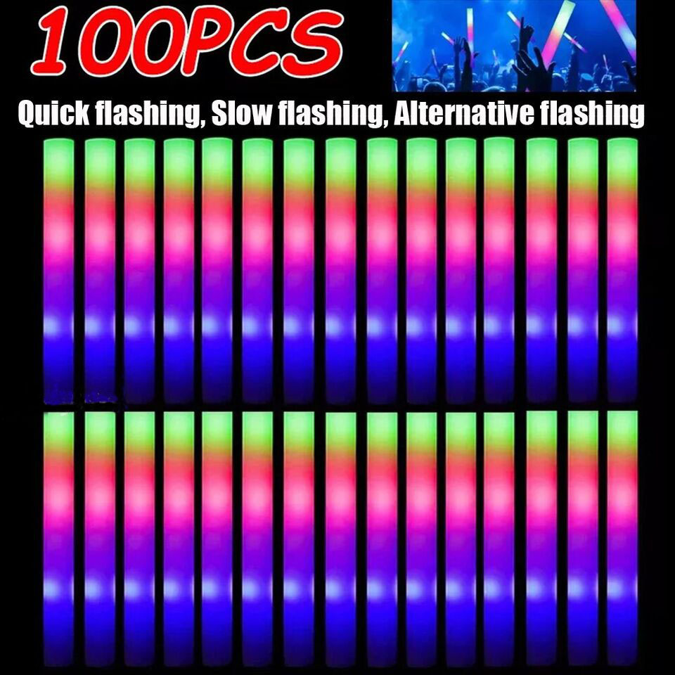Glow Sticks Bulk 100Pack LED L - Flashing Led Foam Sticks Party 评论和价格