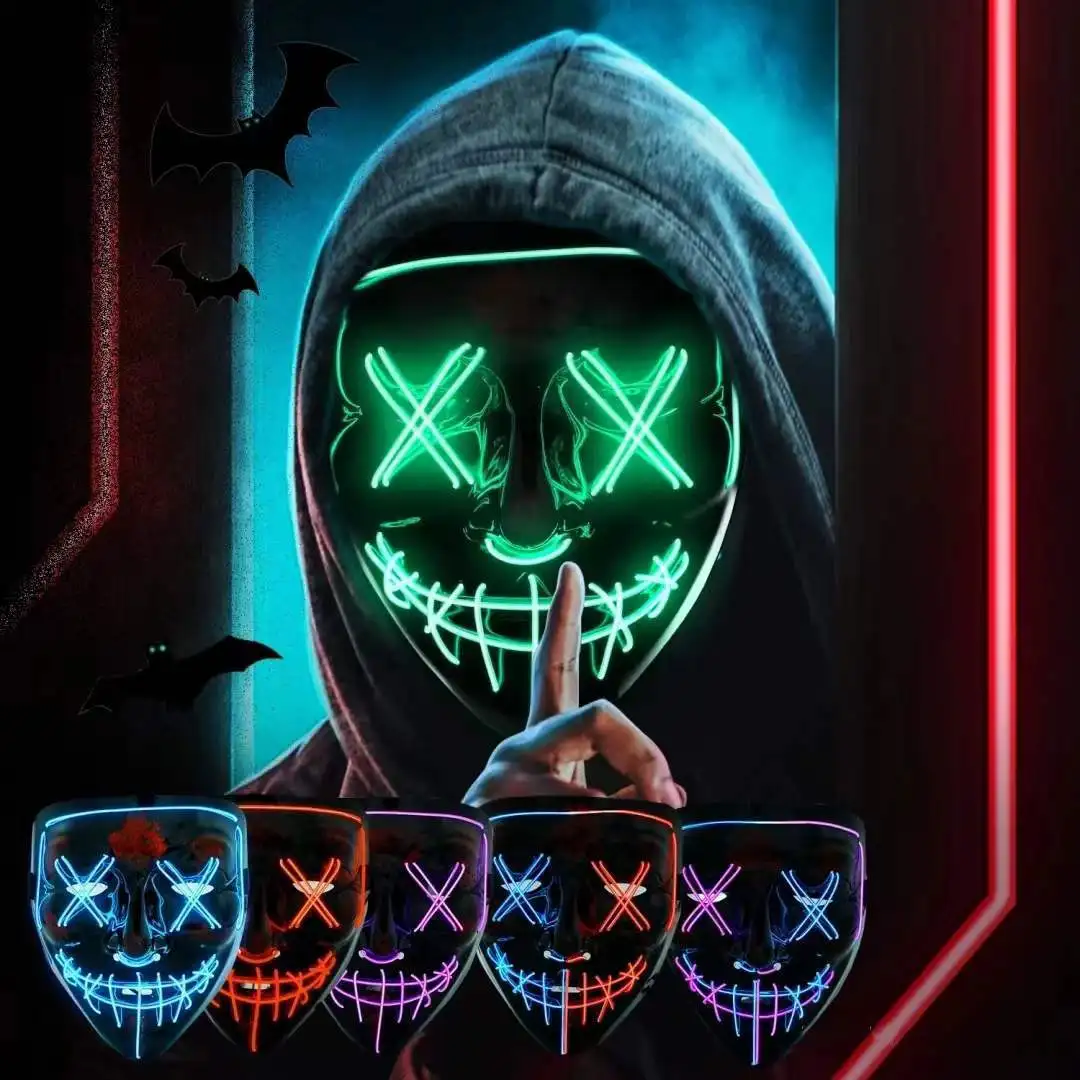 Wireless Scary Glowing Mask LE - Led Purge Mask Halloween 评论和价格
