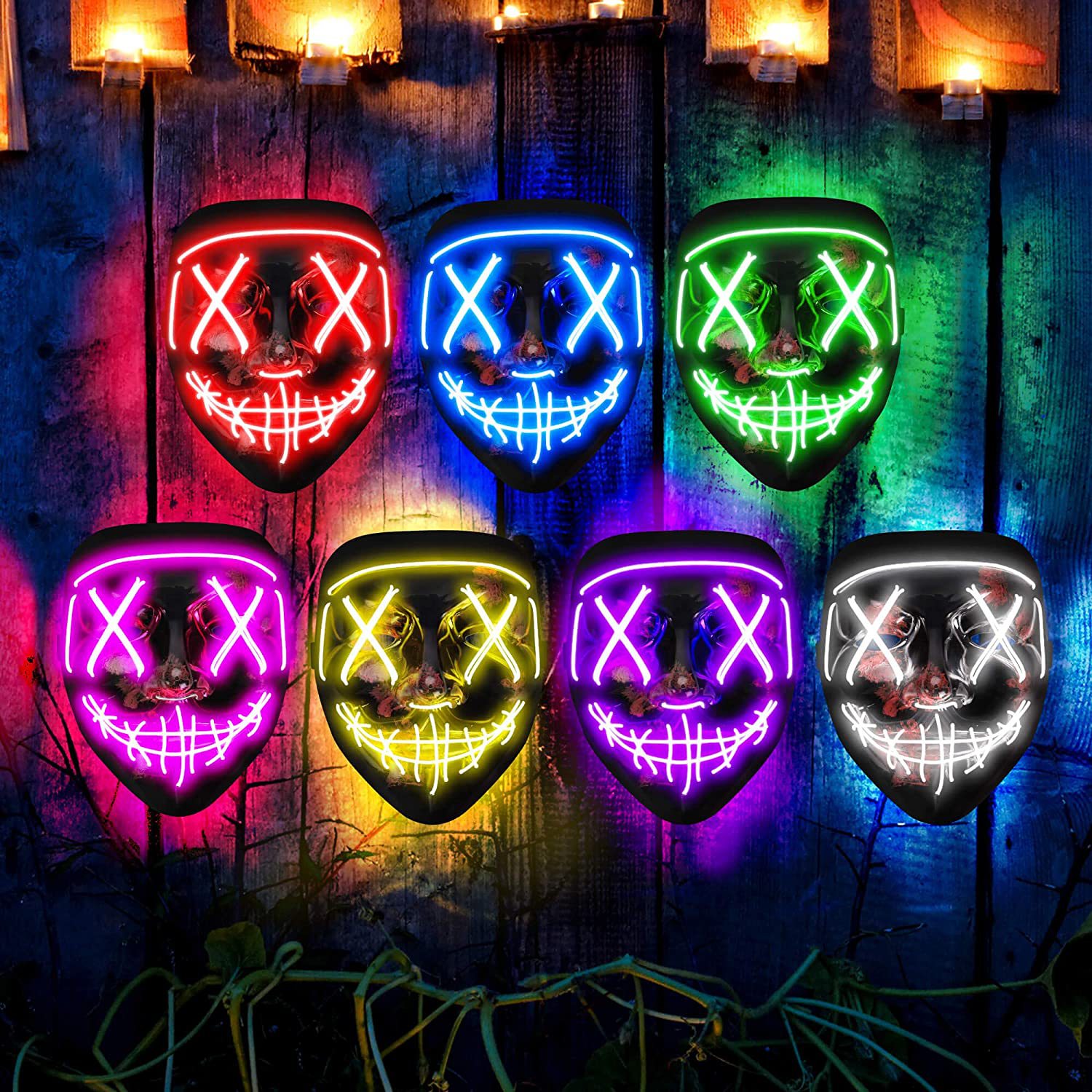 Wireless Scary Glowing Mask LE - Led Purge Mask Halloween 评论和价格