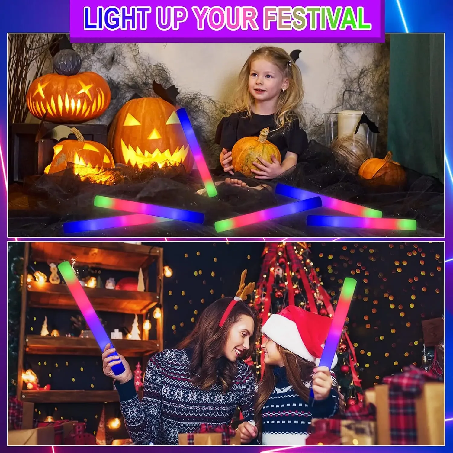 50PCS Led Foam Glow Sticks Chr - Flashing Led Foam Sticks Party 评论和价格