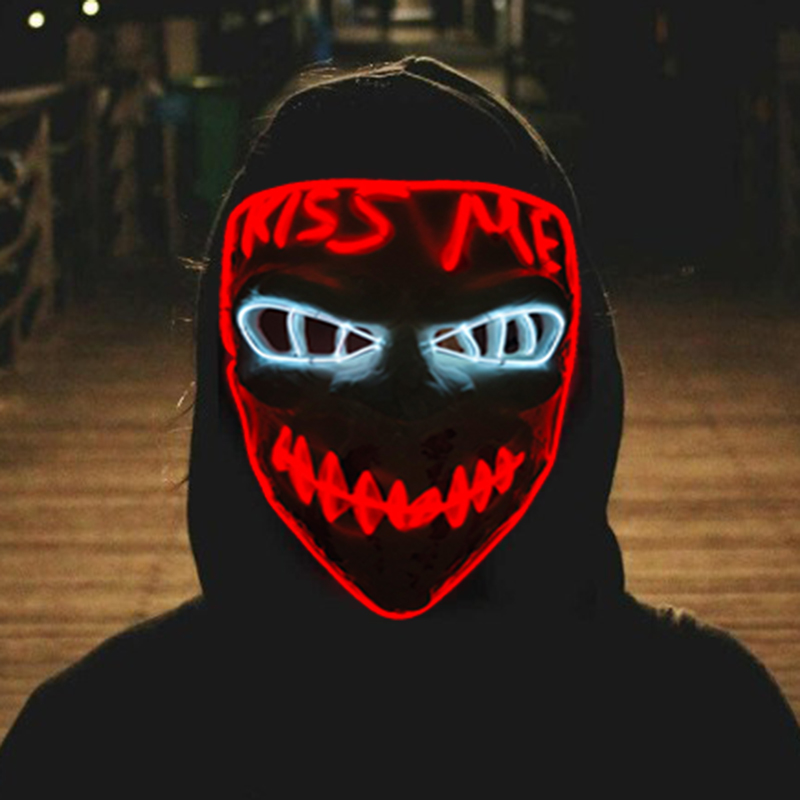 Glowing Cosplay EL Wire neon M - Led Purge Mask Halloween 评论和价格
