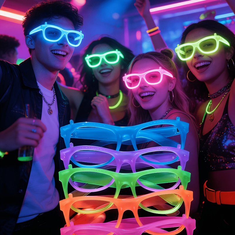 2/12pcs Glow-in-the-Dark Neon  - Glow In The Dark Party Glasses 评论和价格