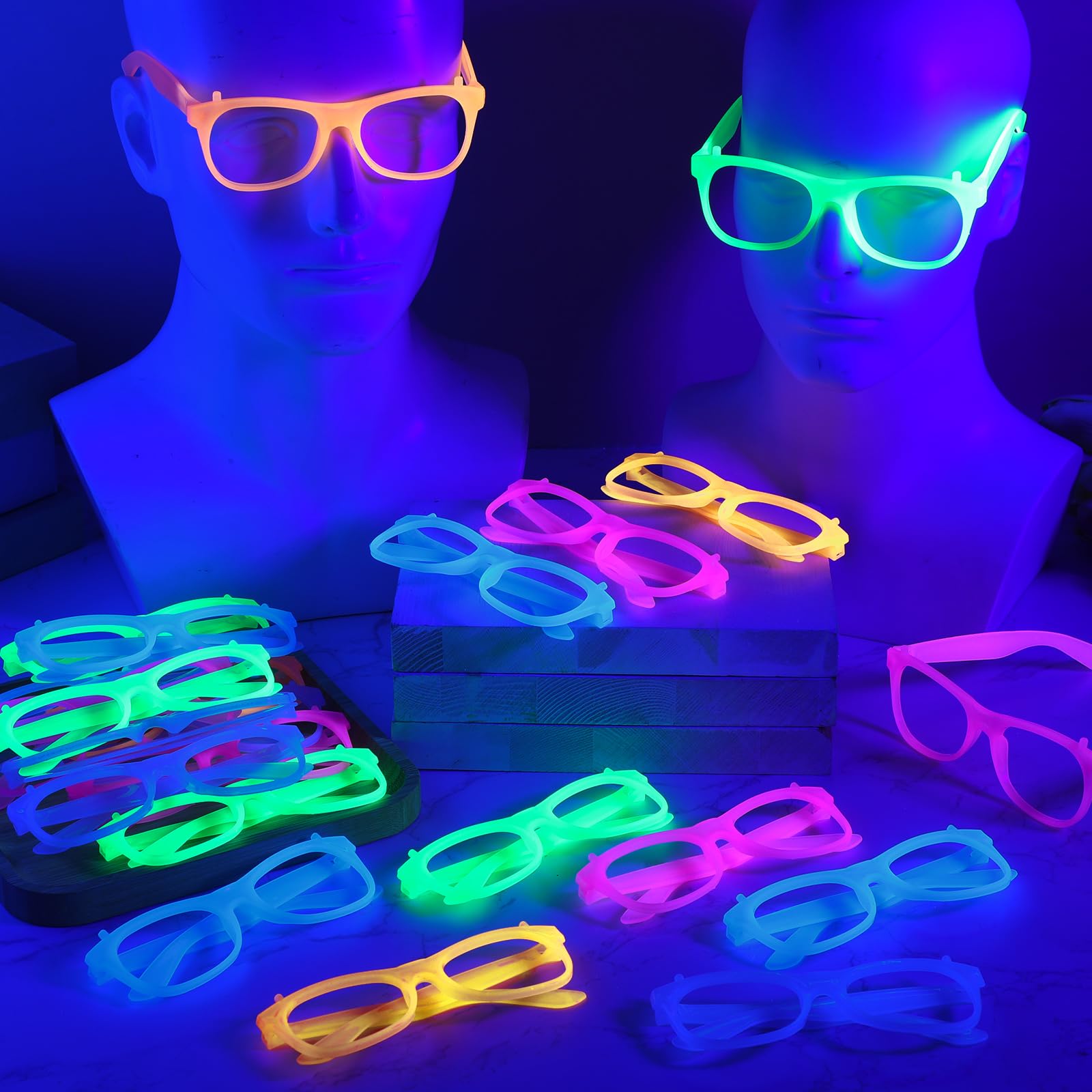 2/12pcs Glow-in-the-Dark Neon  - Glow In The Dark Party Glasses 评论和价格