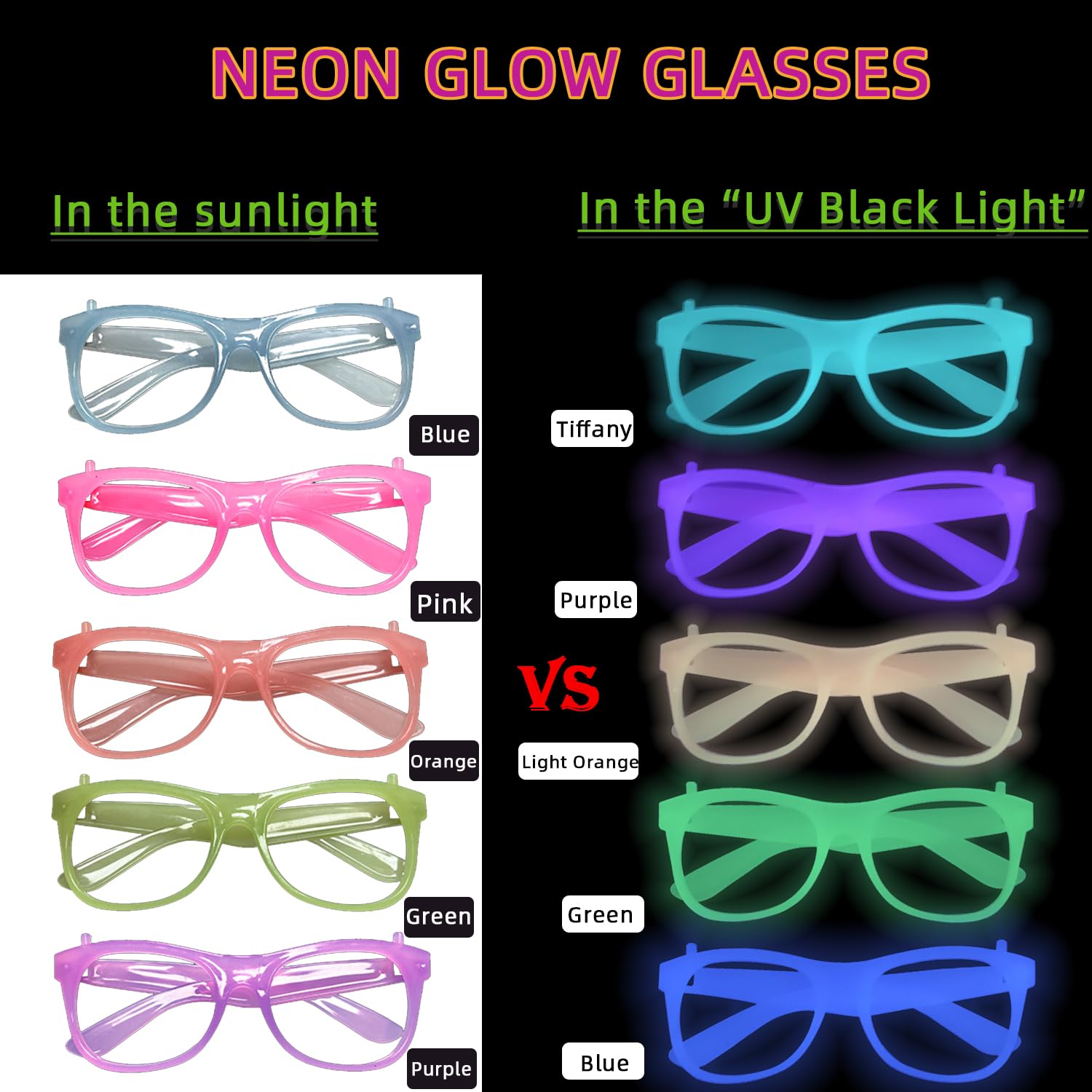 2/12pcs Glow-in-the-Dark Neon  - Glow In The Dark Party Glasses 评论和价格