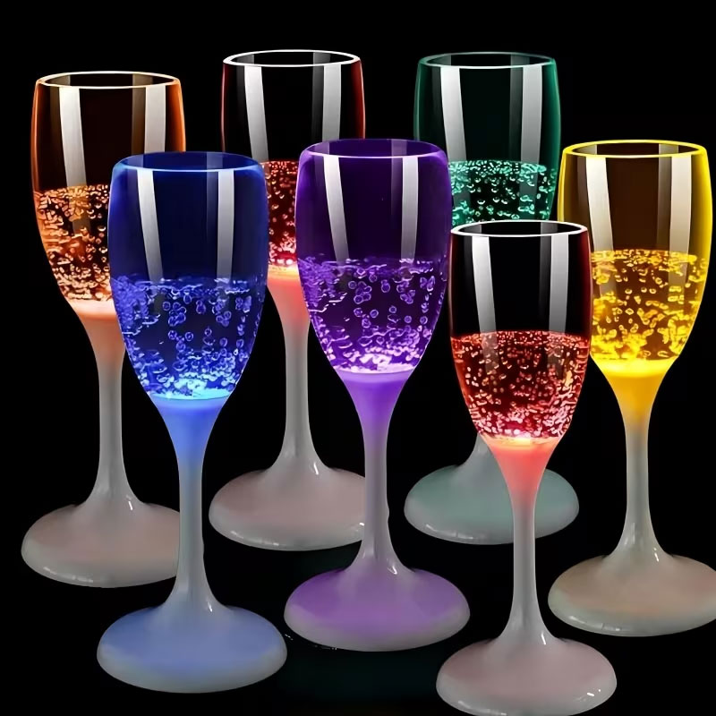 6pcs LED Luminous Champagne Gl - Glow In The Dark Party Glasses 评论和价格