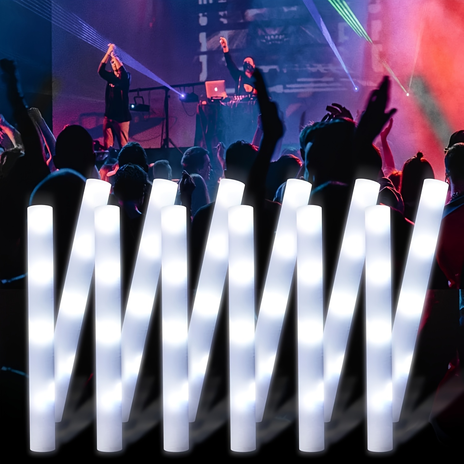 30pcs LED White Foam Glow Stic - Flashing Led Foam Sticks Party 评论和价格