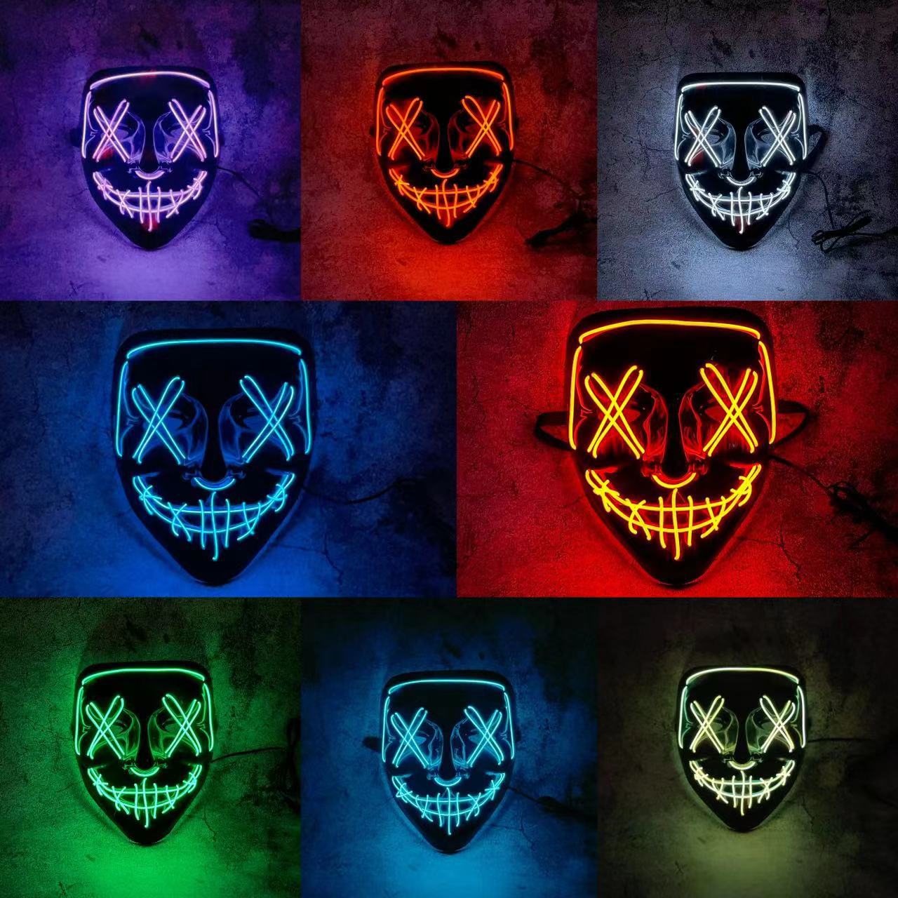 Wireless Neon LED Purge Mask M - Led Purge Mask Halloween 评论和价格