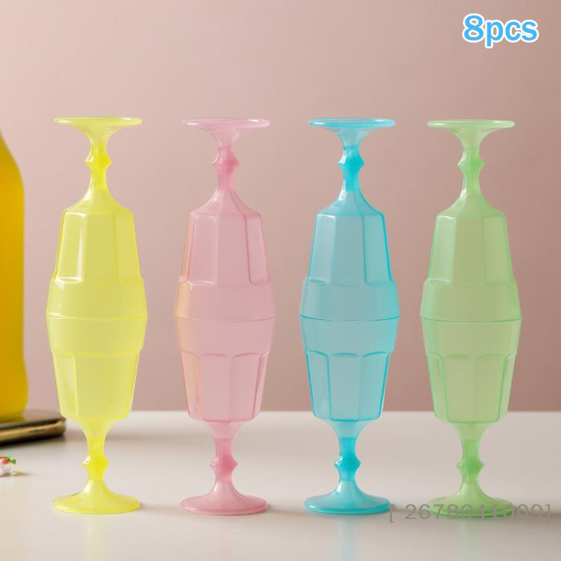 ⚑8Pcs Plastic Wine Cups Mini R - Glow In The Dark Party Glasses 评论和价格