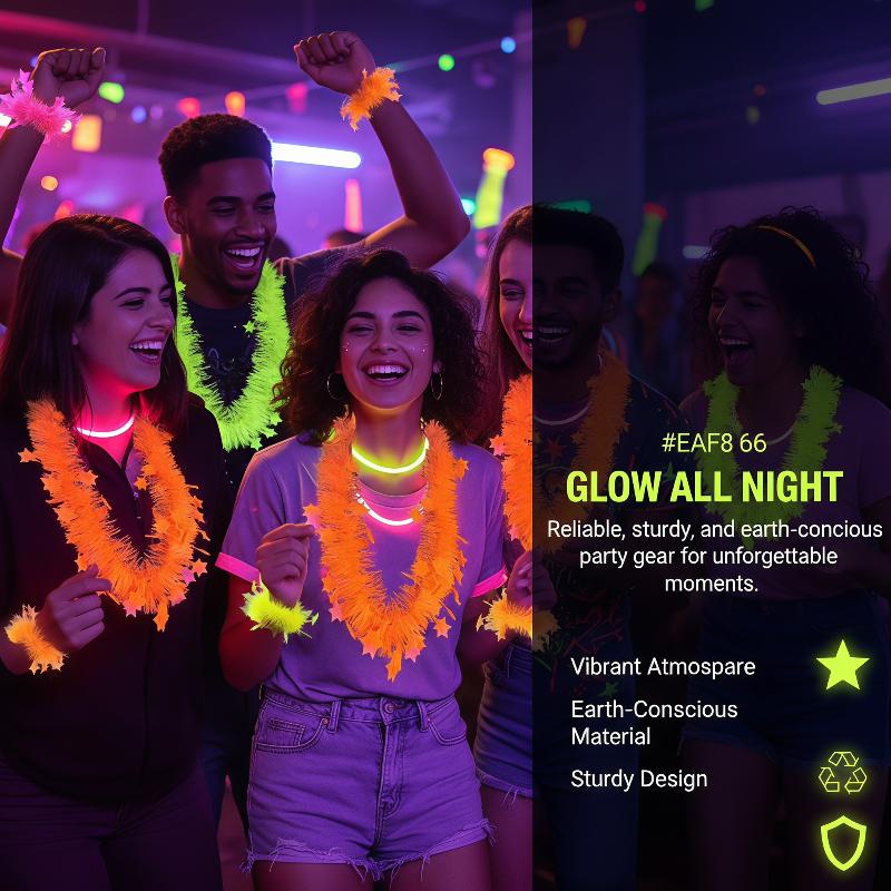 Neon Glow Star Lei Set UV Reac - Glow In The Dark Party Glasses 评论和价格