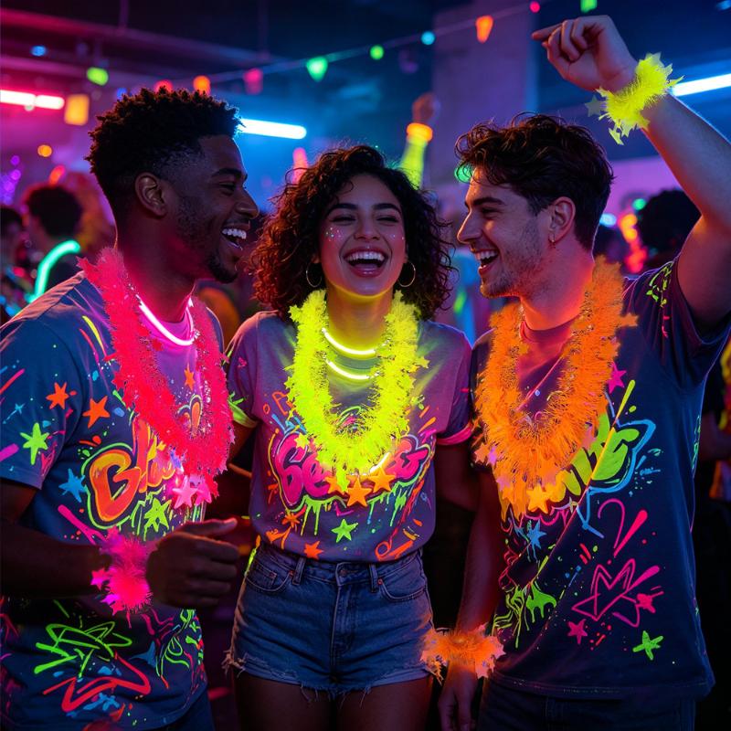 Neon Glow Star Lei Set UV Reac - Glow In The Dark Party Glasses 评论和价格