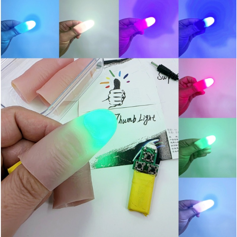 7 Color Light-Pair Set Chargin - Thumb Tip Magic Trick Set 评论和价格