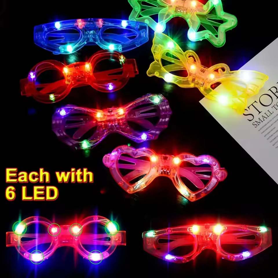 10/20/30/40/50 Pcs LED Light U - Glow In The Dark Party Glasses 评论和价格