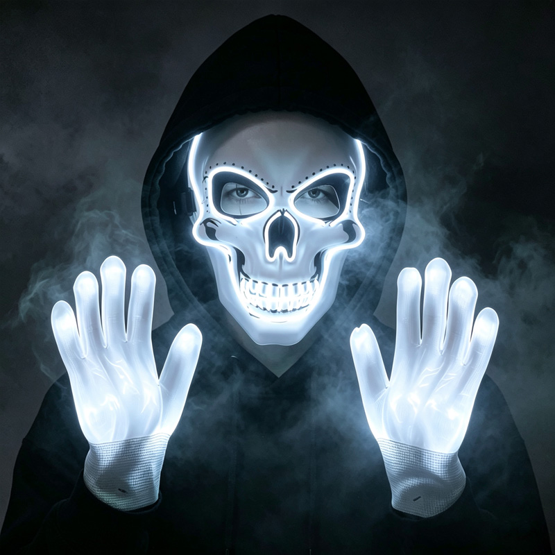 LED Skull Mask Light Up Gloves - Led Purge Mask Halloween 评论和价格