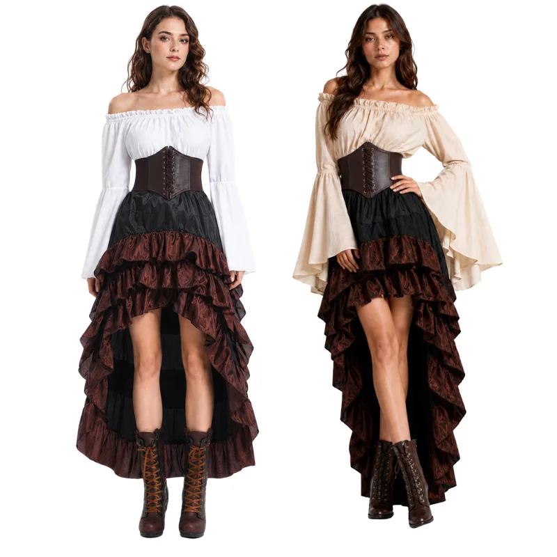 Halloween Medieval Retro Pirat - Medieval Renaissance Dress Women 评论和价格