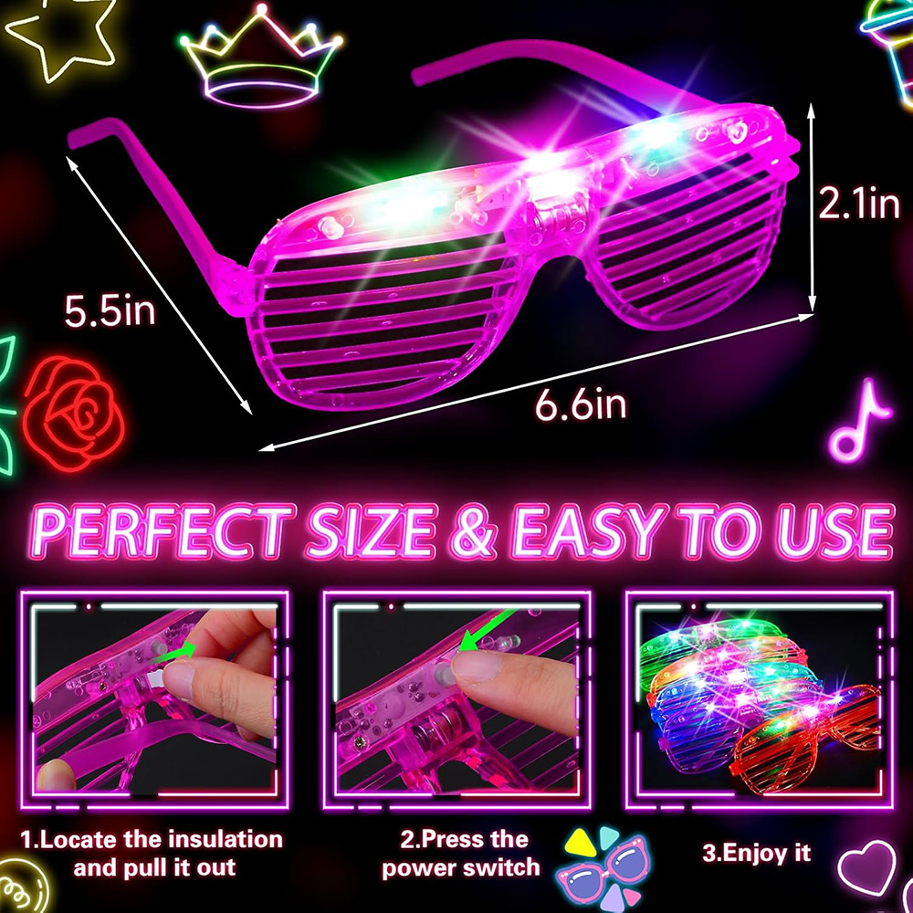 LED Glasses 6 Neon Colors Glow - Glow In The Dark Party Glasses 评论和价格