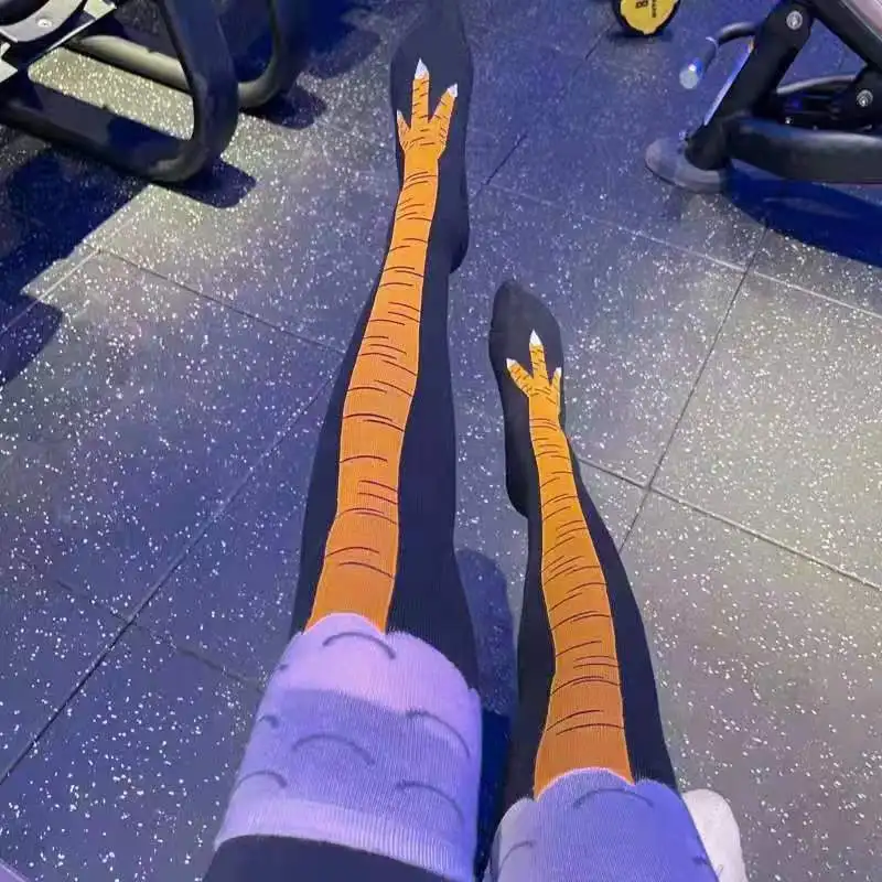 Trendy Women Socks With Knee L - Funny Chicken Leg Socks 评论和价格