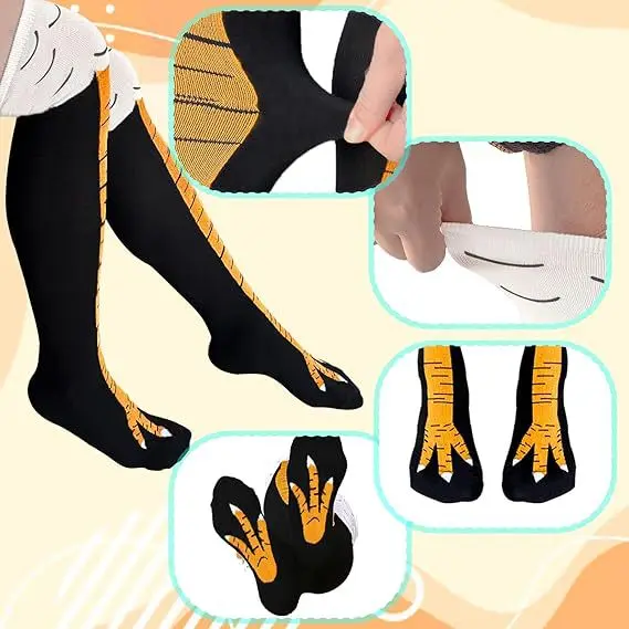 Trendy Women Socks With Knee L - Funny Chicken Leg Socks 评论和价格