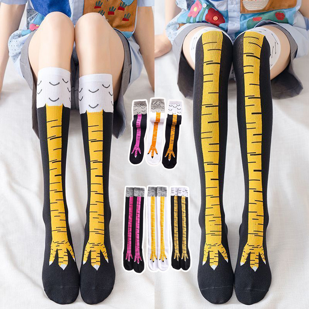1-4 Pairs Women Knee High Sock - Funny Chicken Leg Socks 评论和价格