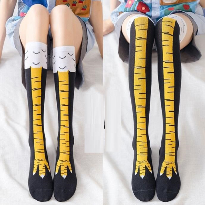 1-4 Pairs Women Knee High Sock - Funny Chicken Leg Socks 评论和价格