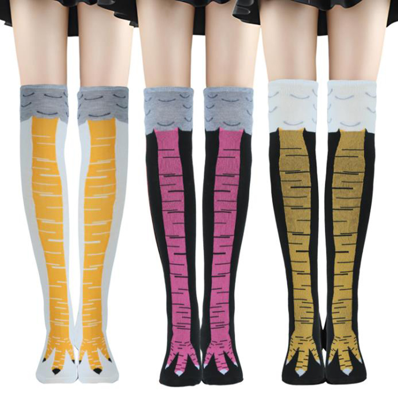 1-4 Pairs Women Knee High Sock - Funny Chicken Leg Socks 评论和价格
